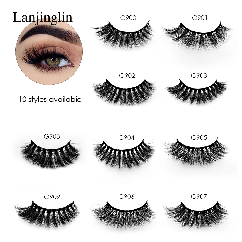 LANJINGLIN, 4/5 пар, норковые ресницы, натуральные, длинные, 3d, норковые накладные ресницы для наращивания, пушистые, без грубости, макияж, накладные ресницы