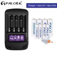 palo 1 2v aa and aaa rechargeable battery nimh 2a 3a battery with usb lcd display smart charger for 1 2v aa aaa batteries