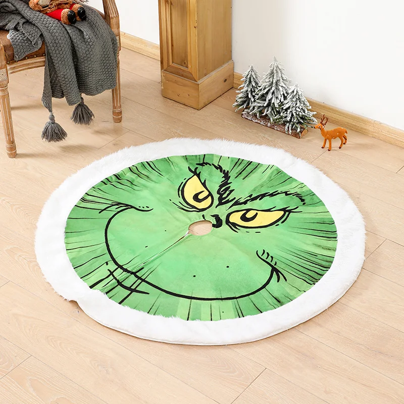 Falda de &aacute;rbol de Navidad para el hogar, manta decorativa de felpa con luces, alfombra para el suelo, estera brillante para fiesta de a&ntilde;o nuevo-5