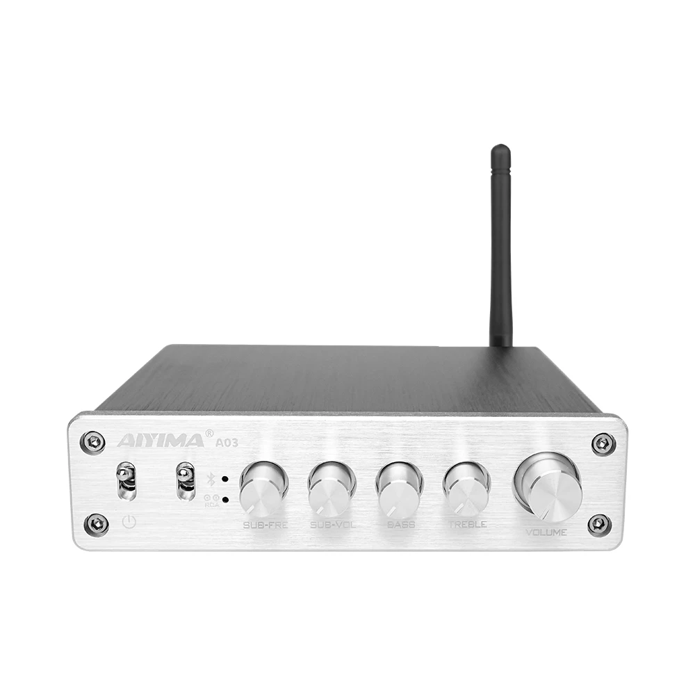 Серебристый AIYIMA TPA3116 2,1 канальный 50 Вт x 2+ 100 Вт высокомощный Bluetooth цифровой усилитель сабвуфер HIFI Amplificador аудио усилители - Цвет: Серебристый