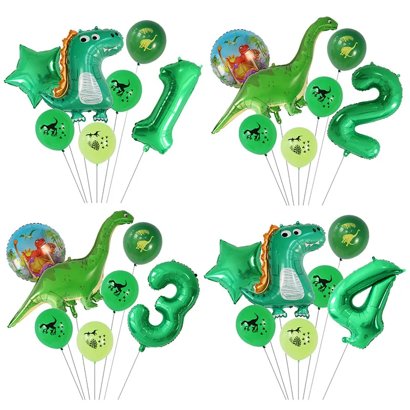 

7 Pcs Cartoon Dinosaur Balloons Set Dino Air Globos Jungle Animal Theme Birthday Party Decorations Kids Gifts Baby Shower Toys