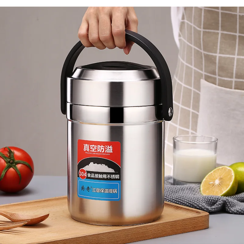 

304 Stainless Steel Multilayer Insulated Lunch Box Long Insulated Barrel 12 Hours Office Worker Portable Bento Lunch Box