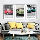 Винтажный Классический красный зеленый синий автомобильный плакат на холсте с рисунком, настенное искусство, украшение для гостиной и дома