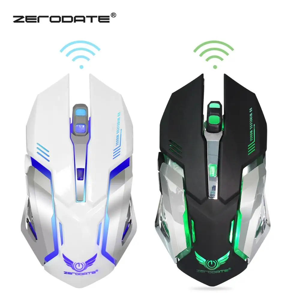 ZERODATE 2,4 ГГц Беспроводная игровая мышь 6 кнопок 2400 dpi эргономичная оптическая мышь 7 цветов светодиодный игровой мыши для ПК ноутбука геймера