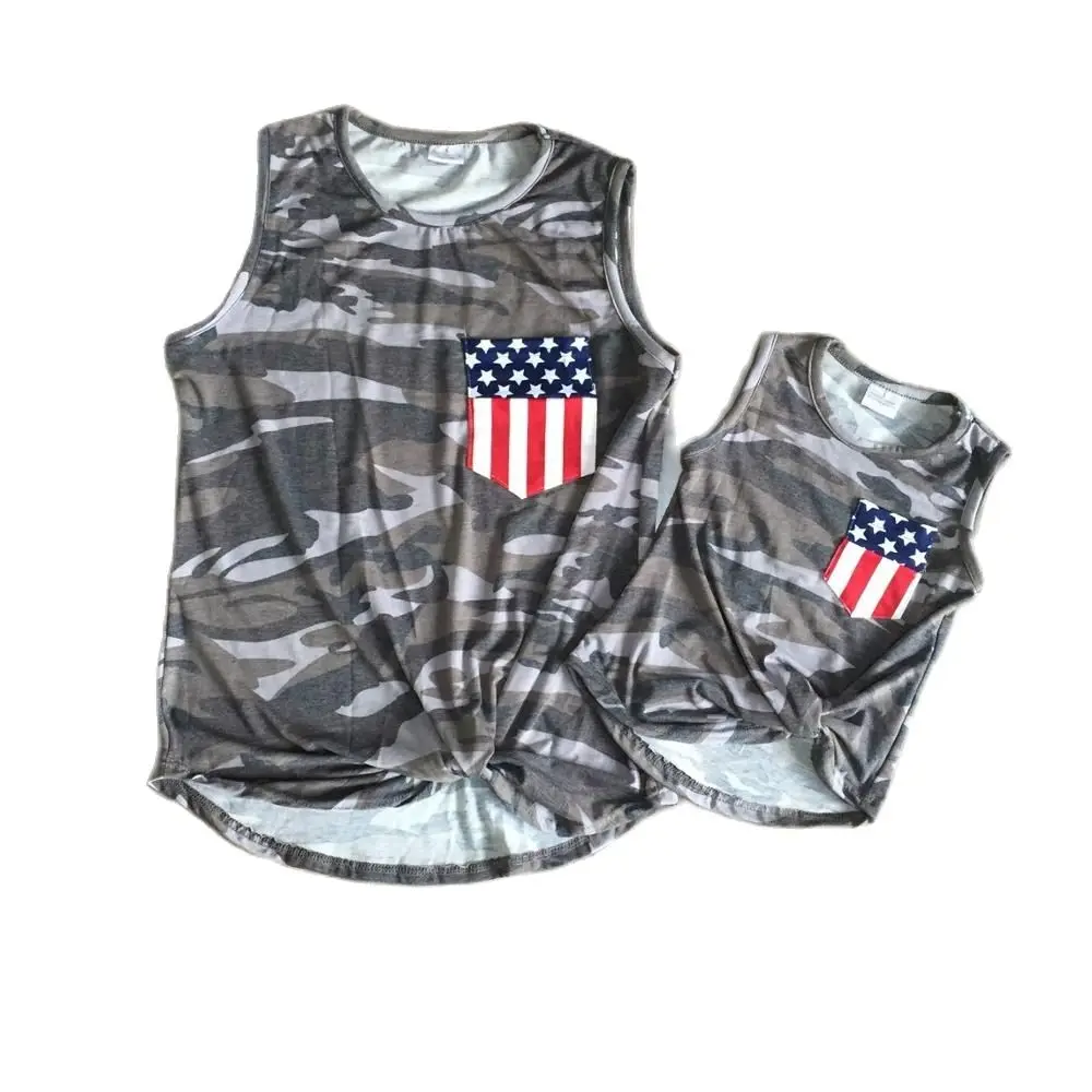 Летняя одежда для маленьких мальчиков и девочек хлопковая майка с флагом Америки