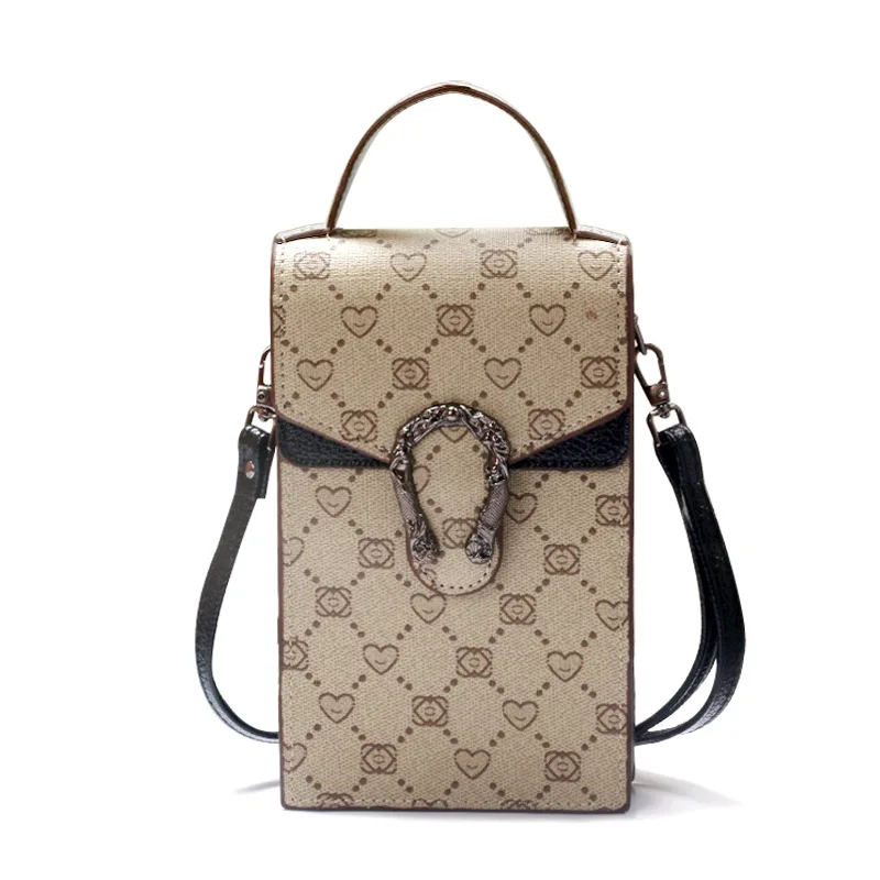 

New Brand Mini Crossbody Bags For Women Fashion Flap Shoulder Messenger Bag Love Pattern Handbag Snake Lock Smart Phone Card Bag