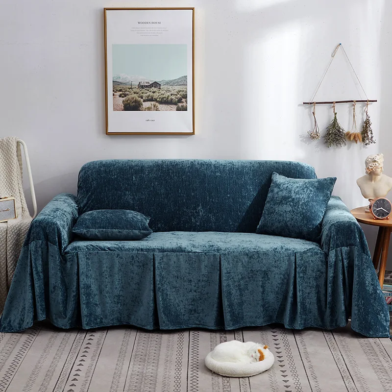 

Microfine Home Sofa Cover 1 Piece Heavy Weight Fabric, Sofa Protector Slipcover with Pins for Kids and Pets, Machine Washable