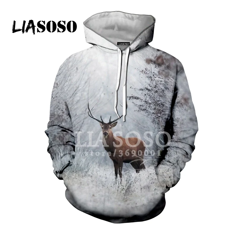 13 LIASOSO, новинка, повседневные, забавные, с оленем, лосем, деревьями, снегом, с 3D принтом, для женщин и мужчин, толстовки с капюшоном, свитера, пуловер, Harajuku, уличная одежда, X0254 - Цвет: 13