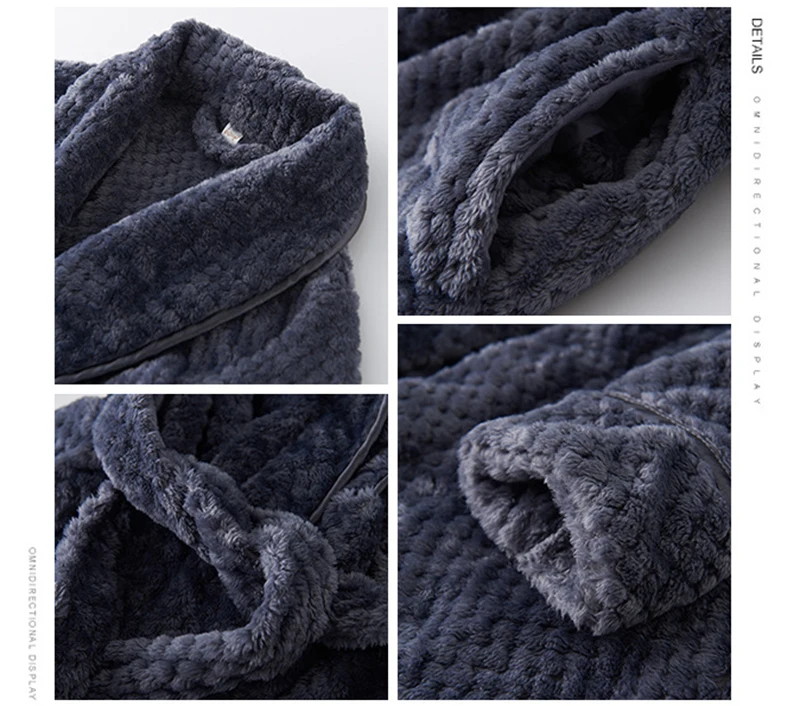 Зимний халат для влюбленных мужчин и женщин мужской фланелевый плотный теплый