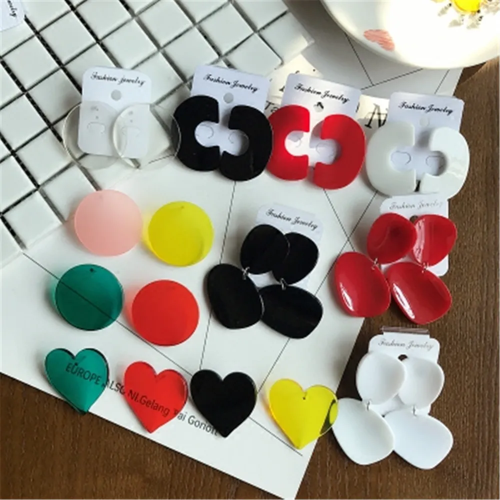 2018 НОВЫЕ геометрические прозрачные большие круглые Любовь Сердце акриловый