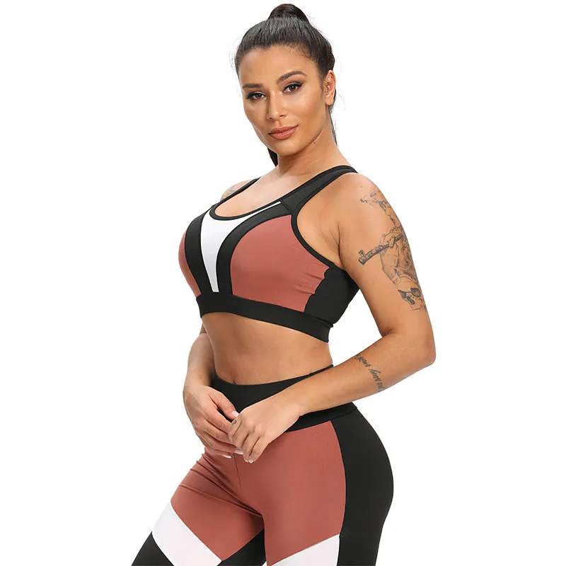 

Patchwork Yoga Set Woman Contrast Yoga Sets Women Gym Clothes High Waist Workout Sportswear Fitness Active Running Wear S-XL