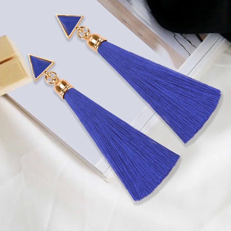 

New Fashion Bohemian Earrings Earrings Geometric Triangle Tassel Long Earrings Vintage Ethnic Multicolor Earring Jewelry Gifts