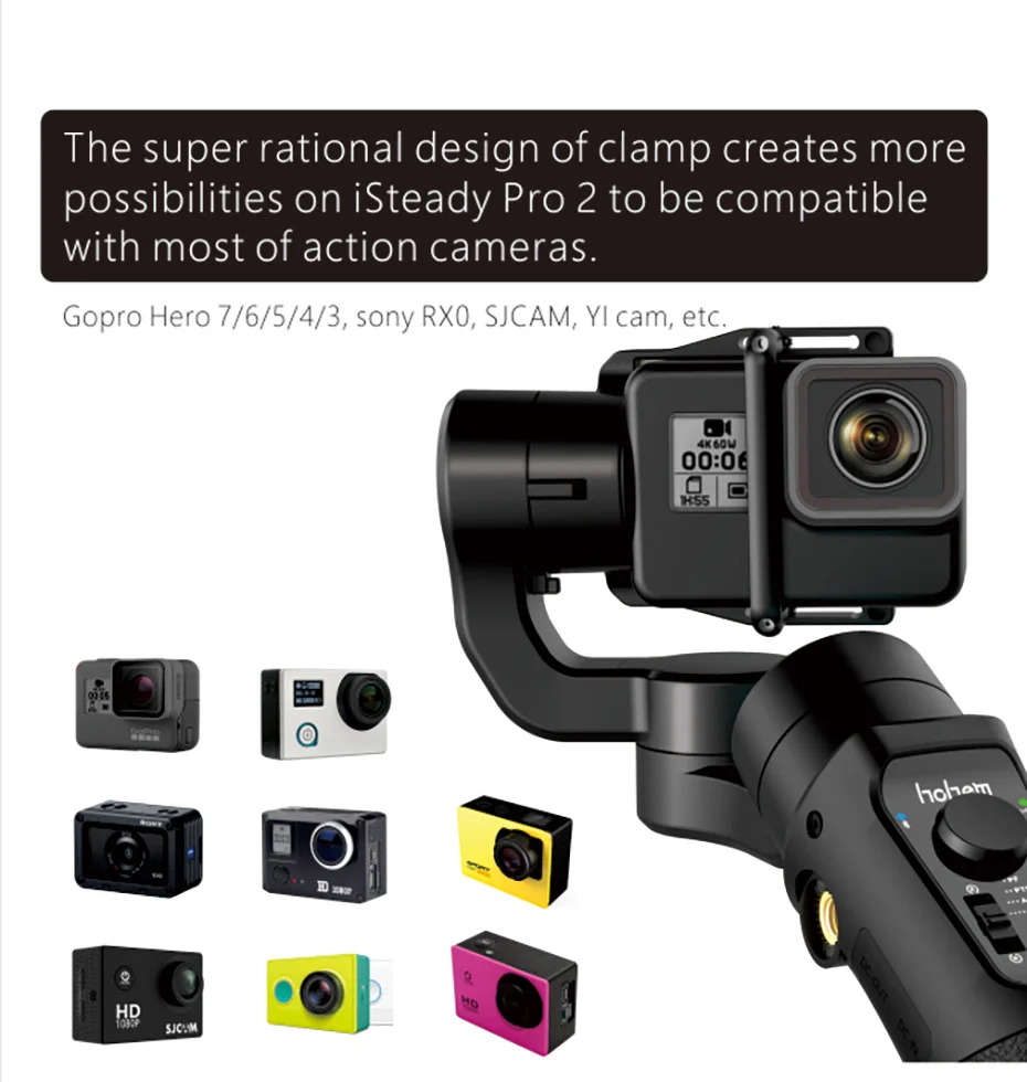 Hohem iSteady Pro 2 водостойкий трехосевой ручной карданный стабилизатор для GoproOsmo Action SJCAM Спортивная Экшн-камера