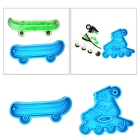 roller skates skateboard shaped keychain epoxy resin mold key chain pendants silicone mould diy crafts jewelry casting