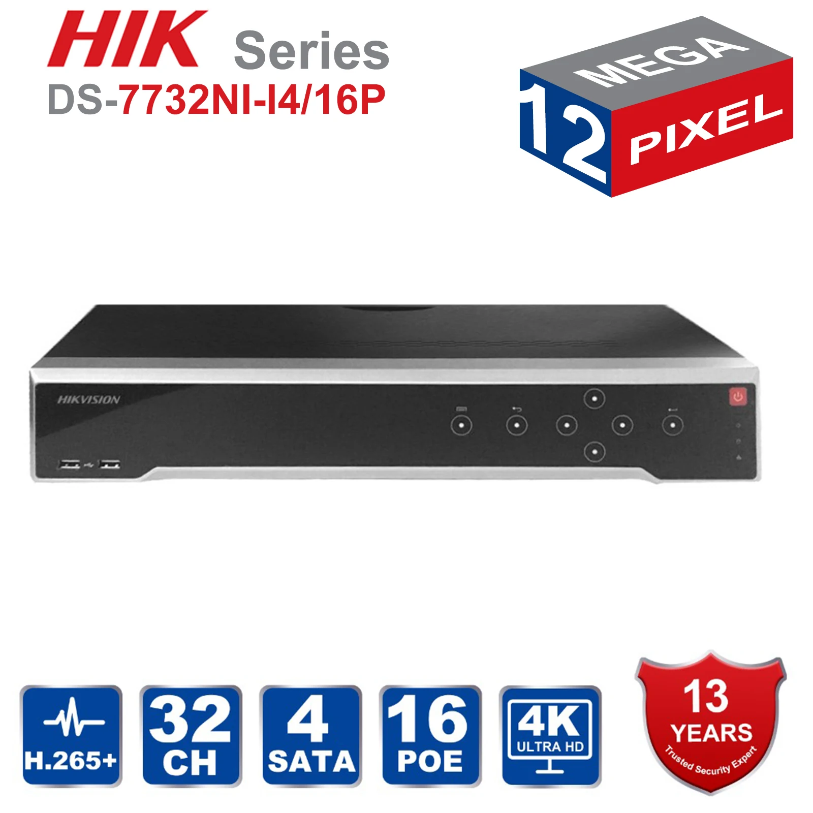 HIK Английский Оригинальный NVR DS 7732NI I4/16 P 16CH с POE портами H.265 12MP Поддержка