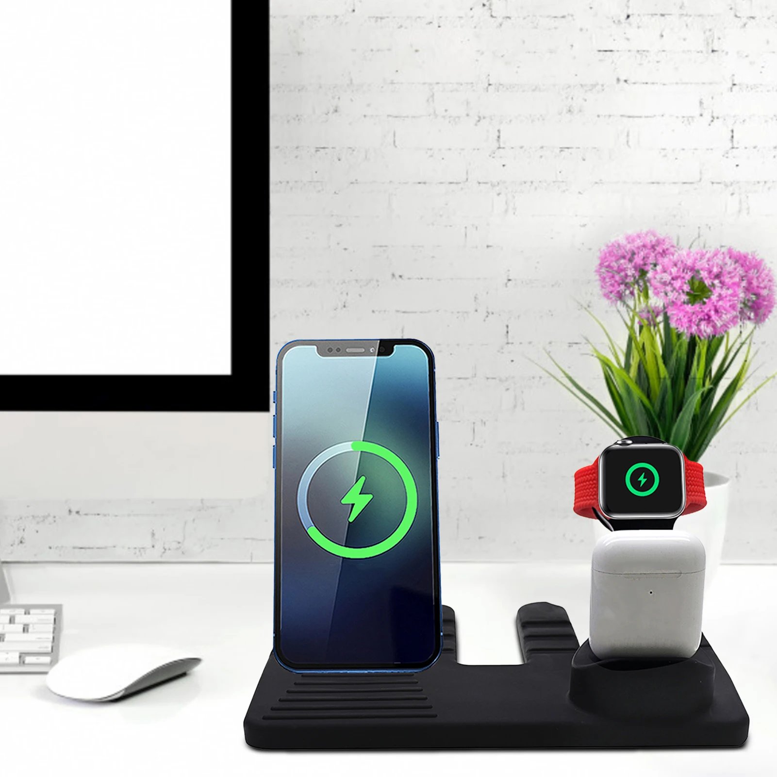 

3-in-1 Mobile Phone Charger Base Stand Bracket Adjustable Desk Mobile Stand For Watch Series 6/for 5/for 4/for 3/for 2/for 1