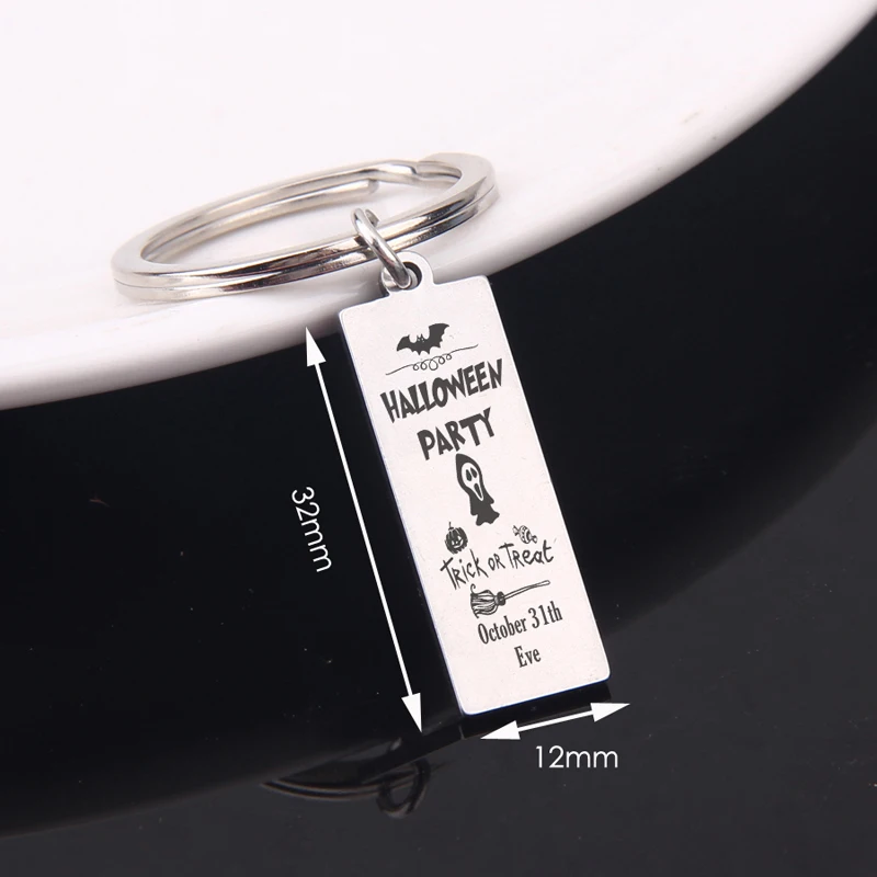 Drawings Pumpkin Lantern Bat And Witch Broom Keychain October 31th Eve Gift Halloween Party Trick Or Treat Jewelry |