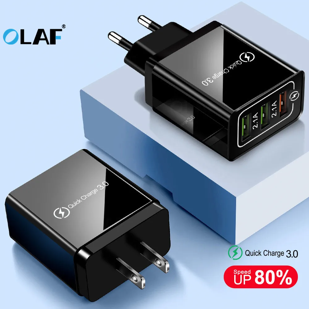 Олаф USB зарядное устройство для Xiaomi a2 Quick Charge 3,0 EU US Plug для samsung S8 S10 зарядное устройство для мобильного телефона 5 в 3 А быстрое зарядное устройство для iPhone