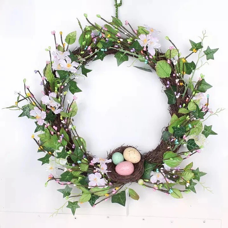 

Happy Easter Decoration Rattan Bird Nest Easter Eggs Holder Pigeon Egg Nest for Happy Easter Party Decoration Home Garden Deco