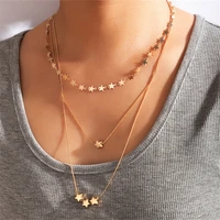 hi man bohemian simple three layer star pendant necklace women fashion creative anniversary party gift jewelry