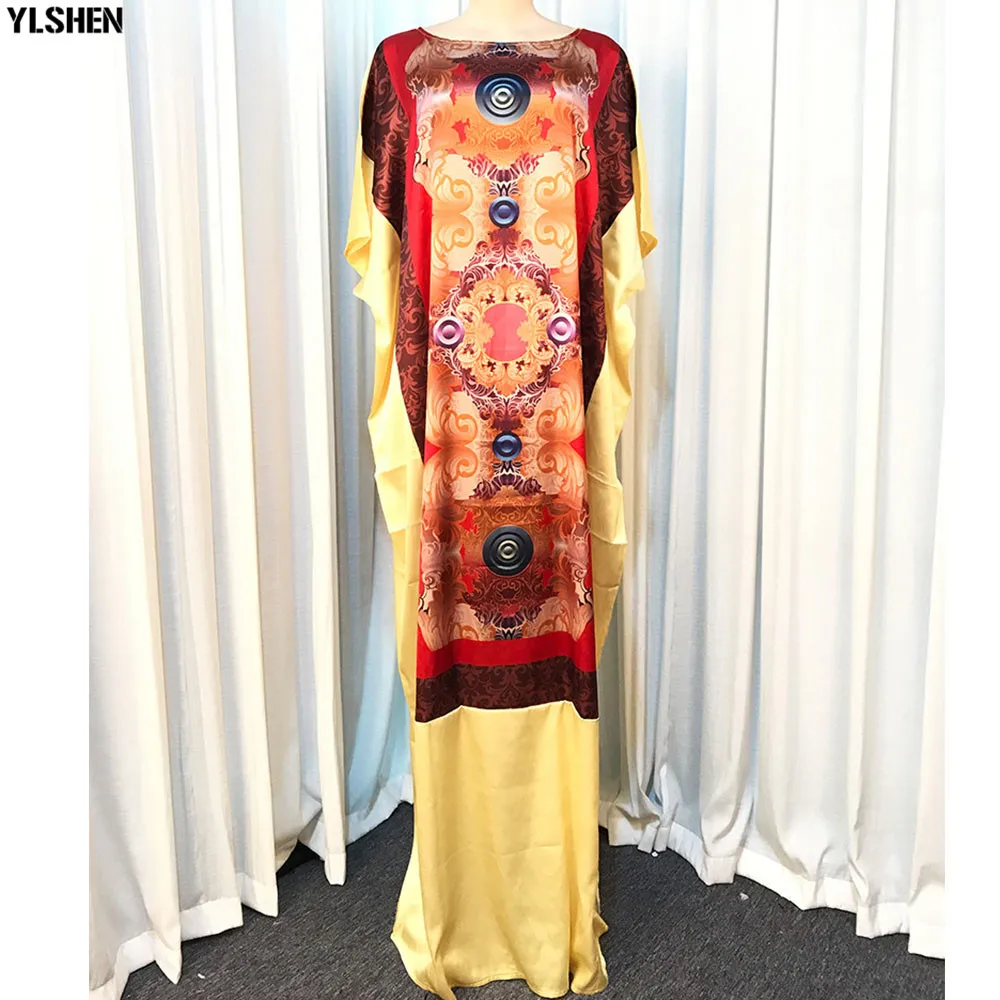 

African Dresses For Women 2020 Free Size Summer Diamond Printed African Lady Long Dress Dashiki Cotton Muslim Maxi Dress