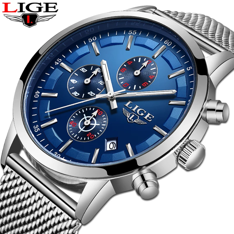 Relogio Masculino LIGE подарок мужские часы Топ люксовый бренд повседневные Мужские