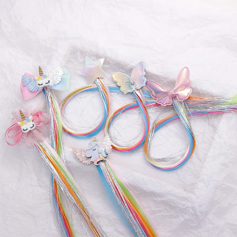 Милые Красочные заколки для волос с мультяшным единорогом девочек в виде милой
