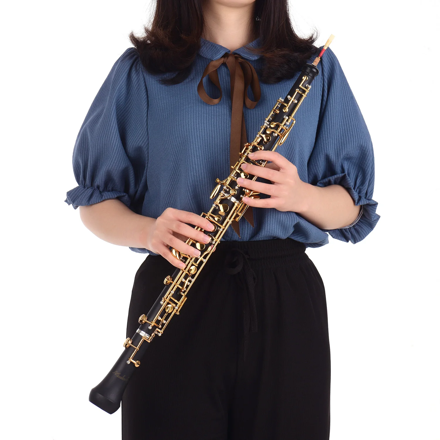 Muslady Профессиональный oboe C Ключ полуавтоматический стиль посеребренные ключи деревянный духовой инструмент с гобо Рид перчатки кожаный чехол