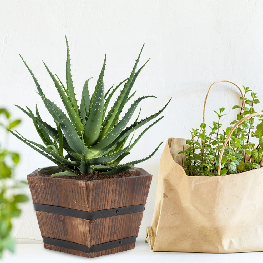 

1Pc Multi-purpose Wooden Flower Pot Balcony Succulent Plant Vegetable Pot