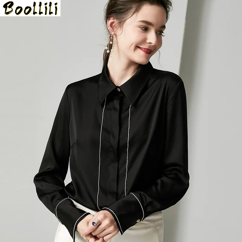 Boollili Womens Tops and Blouses Real Silk Shirt Spring Autumn Clothes Korean Ladies Office Wear Blusas Mujer De Moda 2020