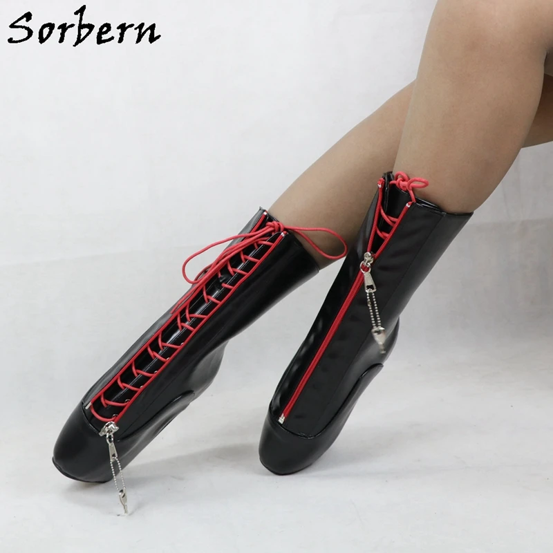 Женские ботильоны на танкетке Sorbern черные балетки унисекс с красным кружевным