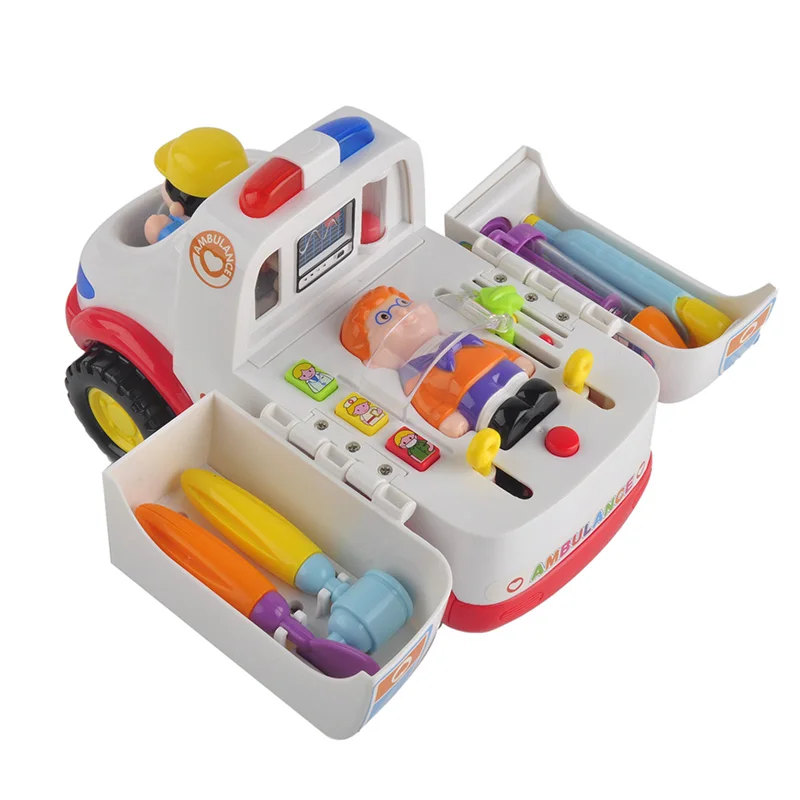 0-3 Years Old Baby Learning&educational Ambulance Toy Car Styling Doctor Emergency Model with Light and Music Electric Car kid