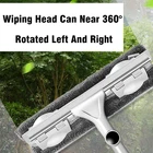 для мытья окон Скребок для протирки стекла с длинной ручкой, телескопический стержень, вращающаяся головка с тканью для очистки, резиновый скребок