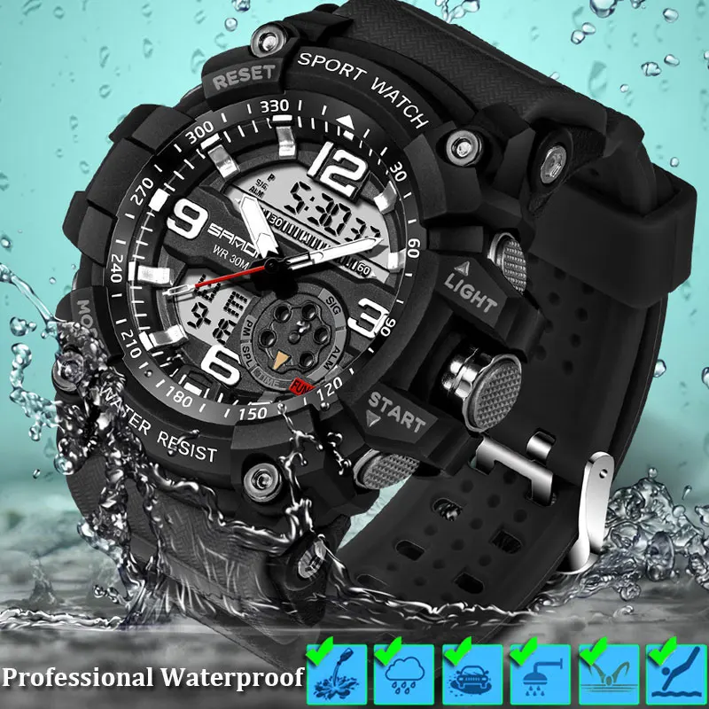 

Waterproof Sport Watch Men Watches Military Army Famous Brand SANDA Dual Display Wristwatch Male Wrist Watch For Men Clock Hours