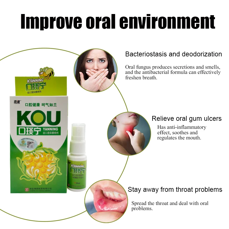 

20ml Pain Relief Antibacteria Mouth Clean Oral Spray Treatment Of Oral Ulcer Pharyngitis Halitosis Sore throat cool Fresh Spray