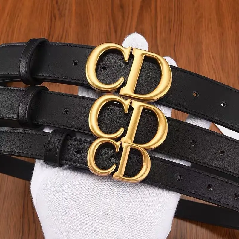 

Women's CD Letter Canvas Belt, Women's Simple And Versatile Leather Accessories, Thin Belt, Fashion Trend, Classic Black Belt