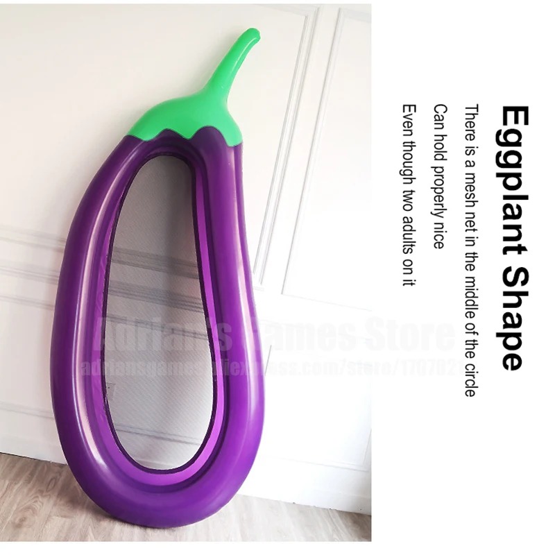 250cm Big Eggplant Floating Island Inflatable Bed Swimming Ring Swim Pool Float Boat Floats Raft | Спорт и развлечения