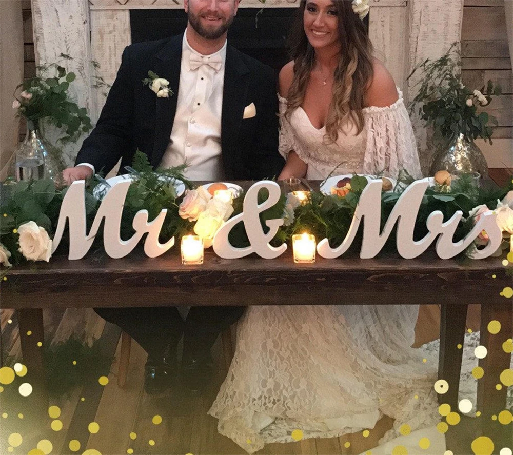 Деревянные Mr Mrs знак Свадебные украшения для милый декор стола комплект Декор