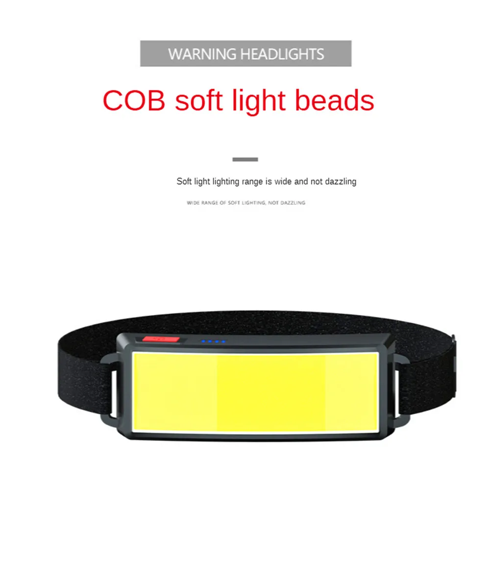 

2021 New Style Headlamp Portable Mini COB LED Headlight With Built-in Battery Flashlight USB Rechargeable Head lamp torch