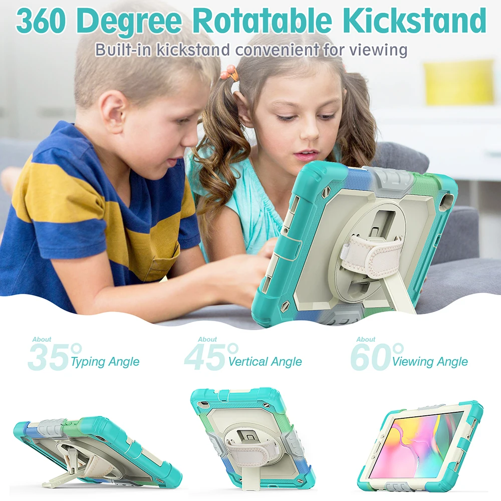 

Heavy Duty Rugged Case Samsung Tab T290 T295 T307 Shockproof Cover Strap Kickstand Shell Samsung 10.4 T500 T505 T507 cover