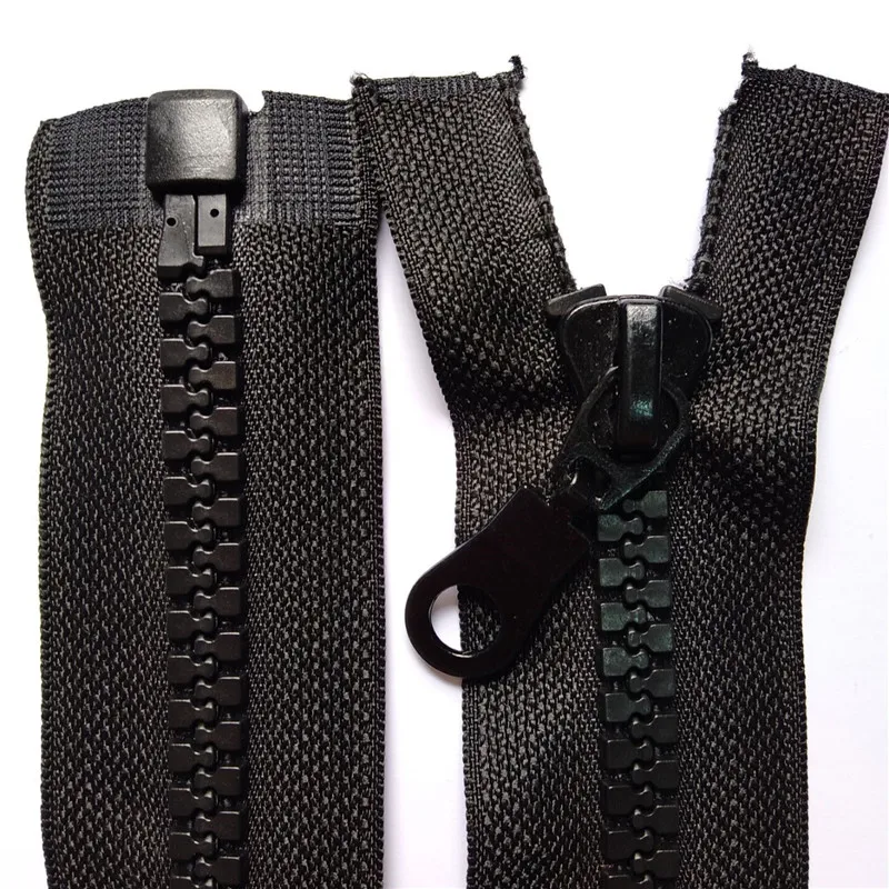 

1Pcs 10# Resin (70Cm-120Cm) Jacket Zipper Black Molded Plastic Zipper Open End