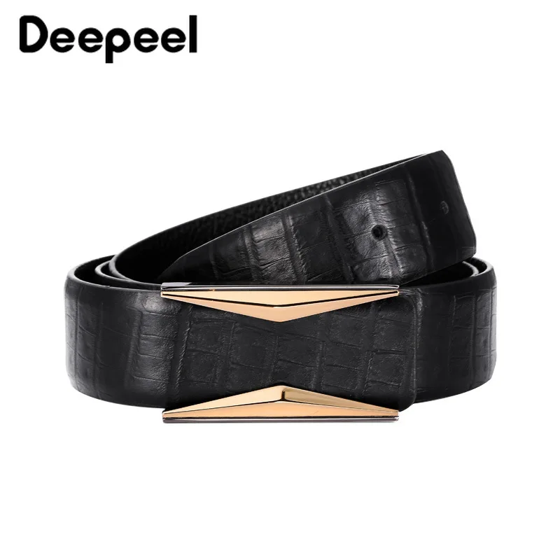 Deepeel 1 шт. 3,4 см* 105-125 см мужской ремень из натуральной кожи официальный костюм брюки гладкая пряжка для ремня металлический Starp подарок для мужчин ремни