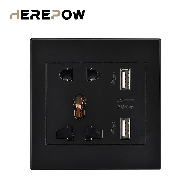Универсальная настенная розетка Herepow с 5 отверстиями и USB-интерфейсом домашняя