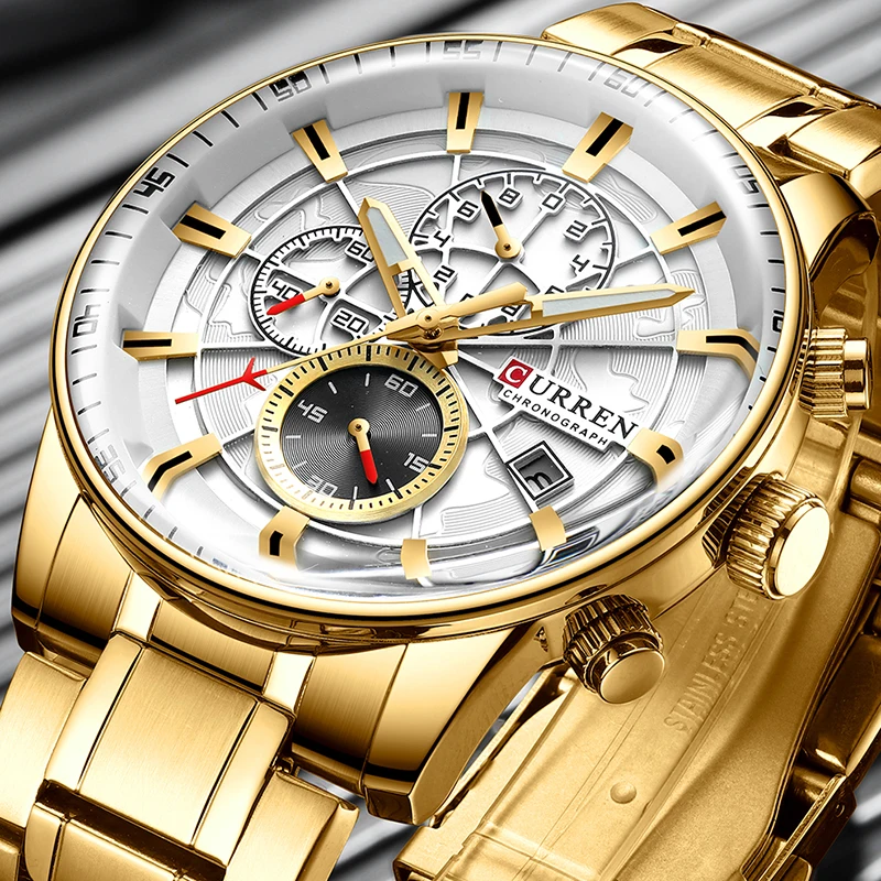

Watch Men CURREN Sport Watch Top Luxury Brand Gold Waterproof Quartz Men Watches Chronograph Date Male Clock relogios masculino