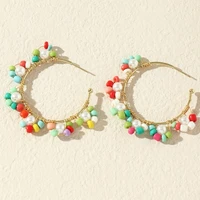 bohemian style handmade colorful rice beads small flower earrings female japanese and korean fresh fashion pearl earrings