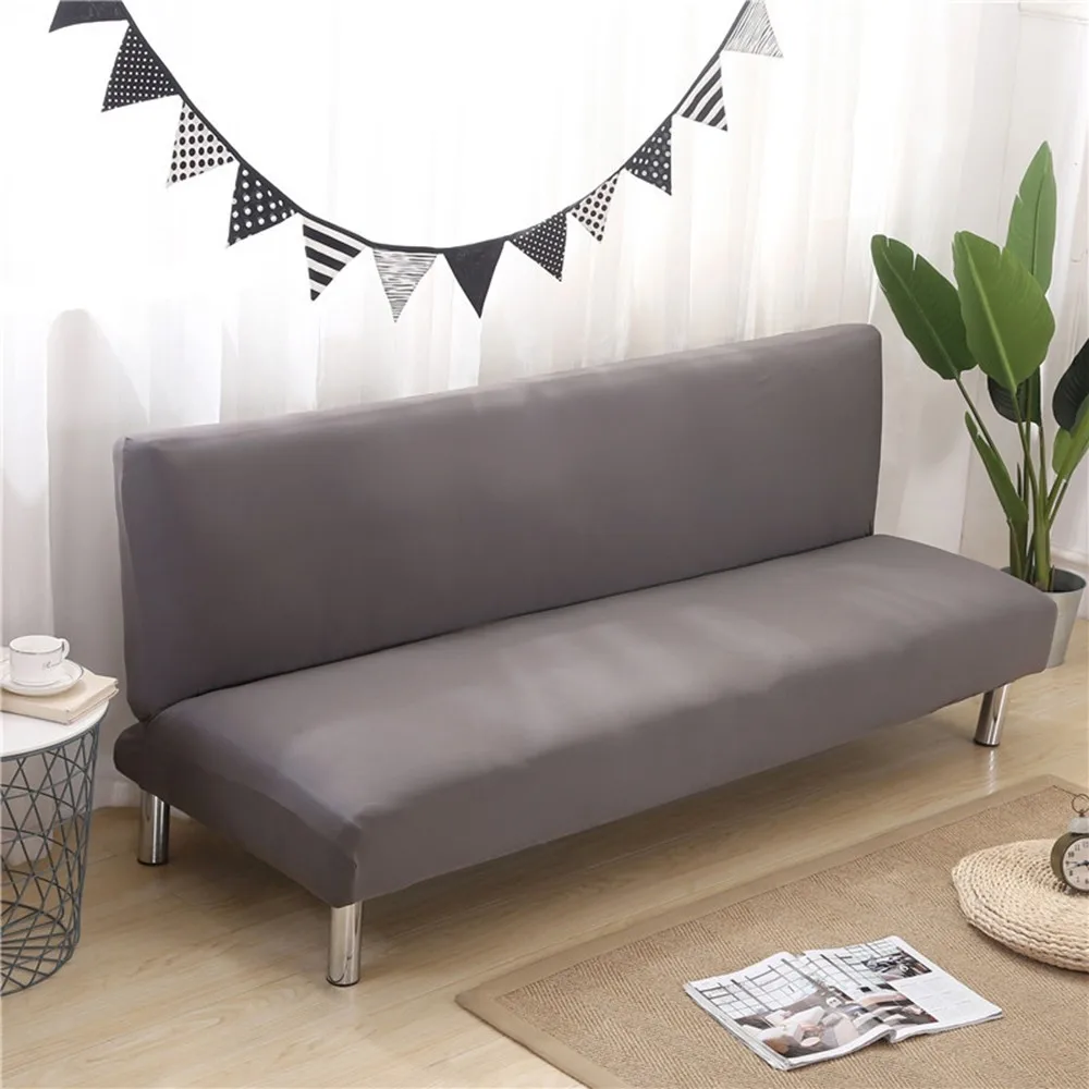 Gray 190-220cm 1 комплект все включено складной стрейч сплошной цвет чехол для дивана протектор чехол без подлокотников покрывало для дивана - Цвет: Gray 190-220cm