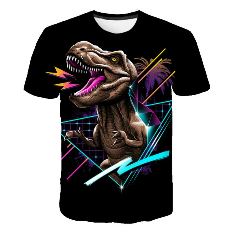 

3D dinosaur T-shirt for boys and girls, animal fashion cartoon T-shirt, children's personalized short sleeve children's T-shirt,