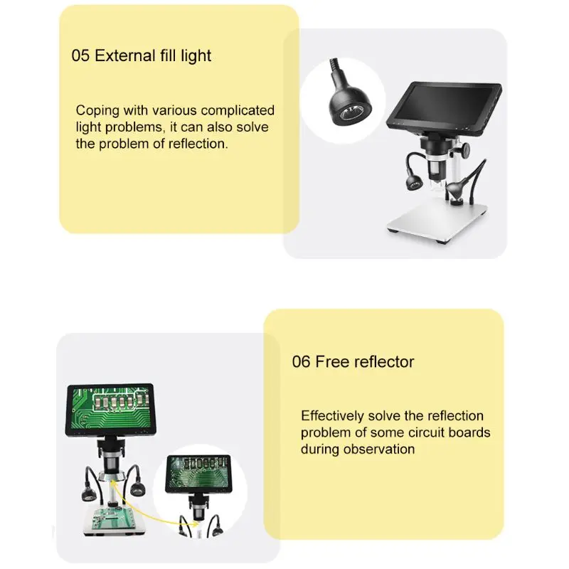 

2022 New 1200X 7 inch Digital Microscope Magnifier for Repair Soldering with wire control