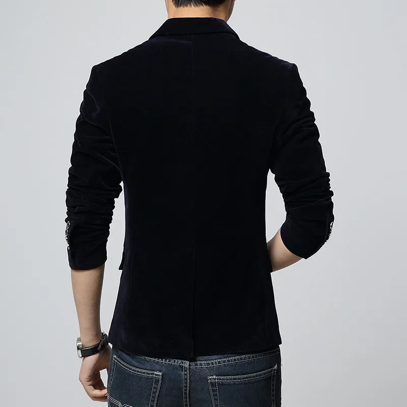 Top Men Winter Autumn M-4XL Blazer Slim Fit Navy Red Black Colors Suit Velvet Free Shipping | Мужская одежда