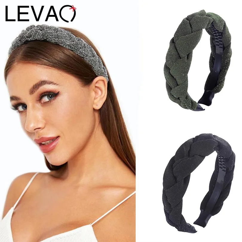 LEVAO, блестящая однотонная Новинка, скрученная оплетка, повязка для волос Fenale, ободок, тюрбан, элегантные женские аксессуары для волос, обруч для волос